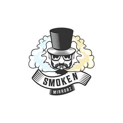SMOKE n MIRRORZ LOGO animation graphic design logo person wearing magicians hat smoke
