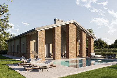 Pool House 3d architecture cgi design exterior house pool render rendering