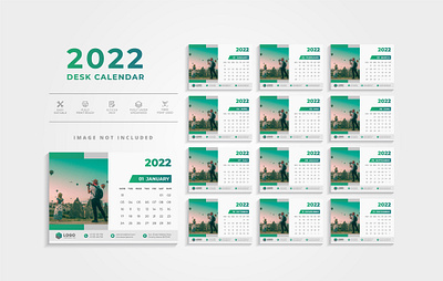 Clean 2022 Desk calendar design template 2022 2022 calendar agency calendar company corporate desk minimal monday month office planner schedule stationery unique wall calendar week