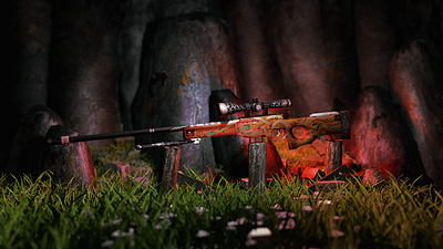 AWP Desert Hydra black scope artwork 3d 3d modeling awp collection csgo csgoskins loadout orange red skins sniper weapon