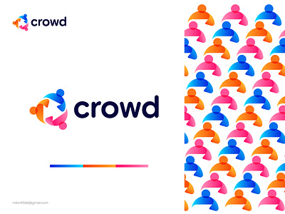 Crowd Logo Concept brand branding business logo colorful logo conceptual logo corporate logo creative logo crowd logo dev devignedge human logo logo design logo ideas logos modern gradient logo modern logo symbol team logo unique logo