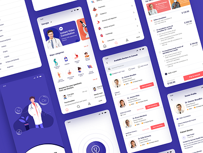 Online doctor consulting app - UI Kit appointment doctor appointment doctor consulting hospital medical app mobile app online consulting practice ui ux