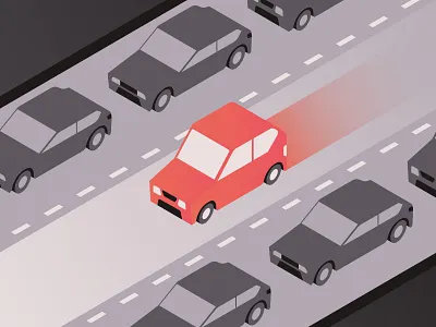 On the move animation car design flat gradient illustration law legal motion graphics road speed vector