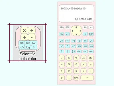 Pastel theme scientific calculator app app design icon typography ui