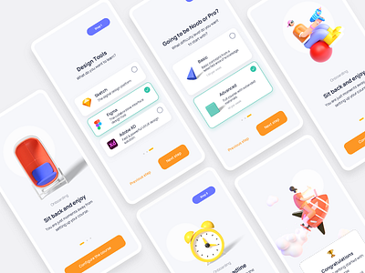 Design Course App - onboarding - full process 3d illustration app design application design design course education flow learning app mobile onboarding saas ui ui design user interface ux