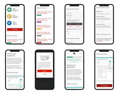 Quarterly Giving Statements mobile mockups app design mobile design mobile ui mockups responsive web design tax statements ui ux design web design