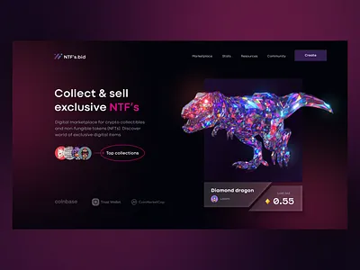 NTF's marketplace bitcoin crypto crypto sell cryptocurrency daily ui digital dribbble figma landing page ntf ntfs ntfs marketplace token ui design uxui web design webdesign webdesigner website website design