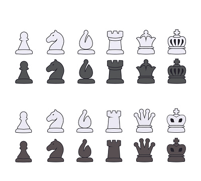 Gotham Chess Pieces bishop blackandwhite chess dark gothamchess illustration king knight light modern pawn queen rook ui