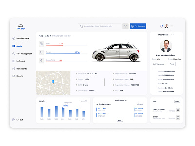 TMcarly Vehicle Tracking Dashboard Car Details 2022 adobexd app automobile automotiv branding car creative dashboard design details figma graphic design illustration logo tesla transport trends ui user experience design