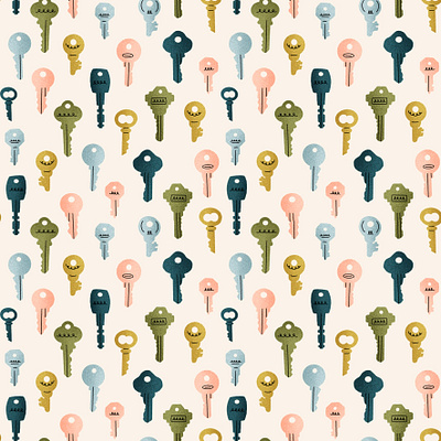Playful Key Pattern design flat illustration illustration illustrator keys pastel pattern procreate surface pattern texture