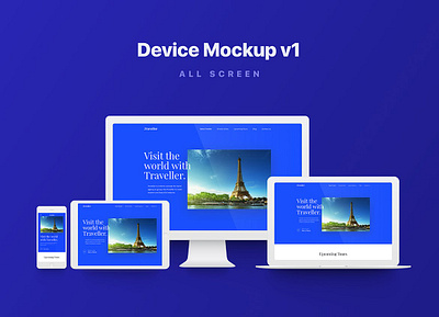 Responsive Device Mockup abstract app apple browser clean device display laptop mac macbook mobile mockup phone phone mockup presentation realistic responsive simple smartphone ui