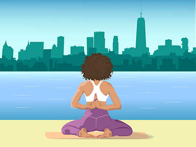 A girl does yoga against the background of the city. a rational approach to health a set of exercises adobe illustrator design graphic design healthy habits healthy lifestyle illustration morning gymnastics physical activity proper nutrition sport sports activities ui vector weight loss wellness treatments without bad habits yoga yoga pose