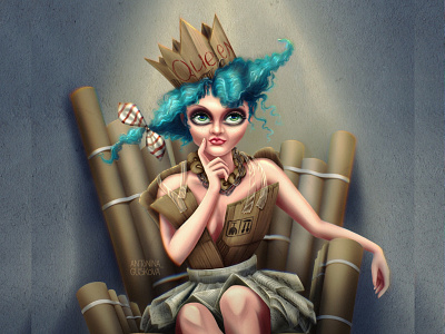 Cardboard Queen cardboard character digital art dtiys illustration procreate queen