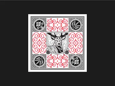 Majestic Deer canadian illustrator christian illustration deer label deer logo digital engraving digital etching digital woodcut engraving graphic design graphic design illustration illustration label line logo ornate illustration saint hubertus