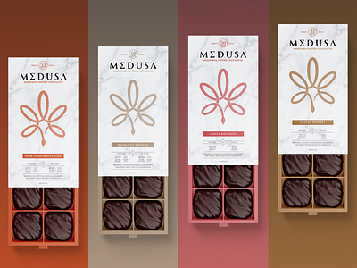 Medusa Chocolates 3d box confection flavors gorgon greek illustration logo marble marijuana mockup mythology packaging pot leaf render snake stone stoned texture typography