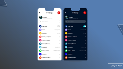 Settings adobe xd dailyui dailyui006 settings ui