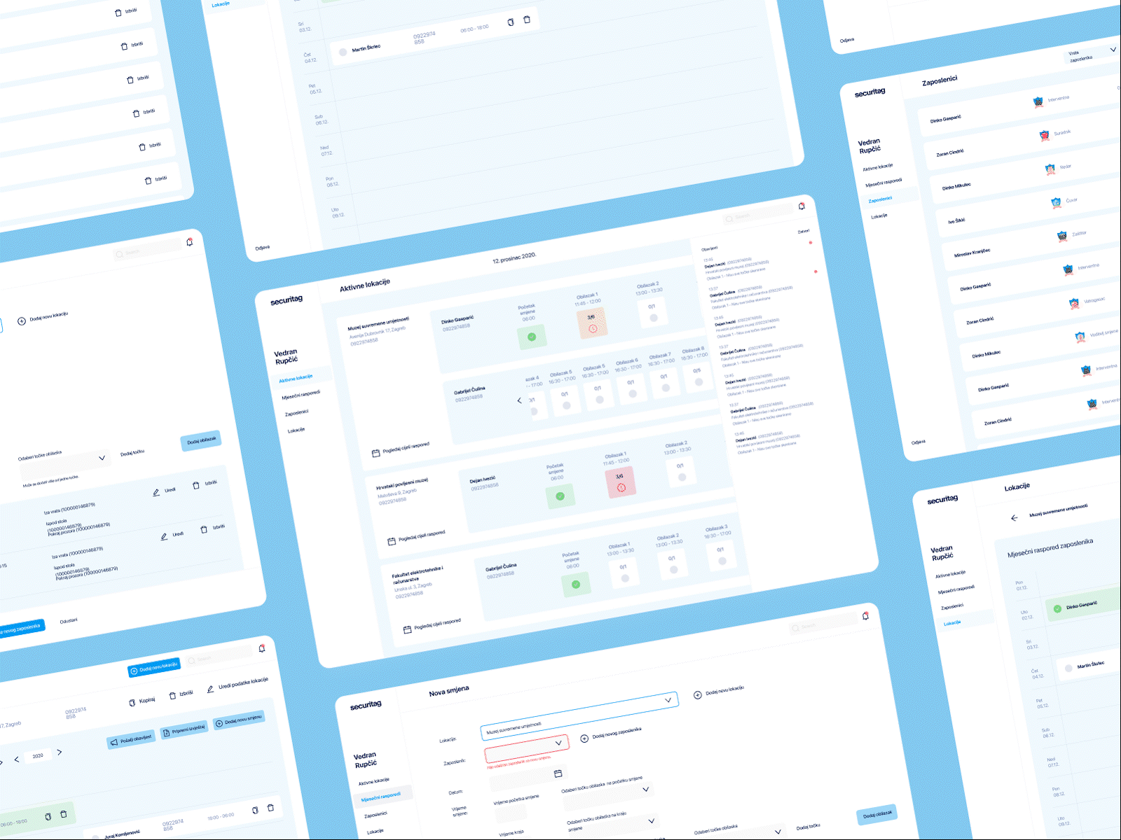 Security guard management system application blue cms light mobile mobile ui responsive typography ui ui desing web design white