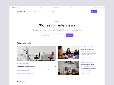 Blog home — Untitled UI articles blog blog header blog home blog posts clean ui design system figma grid minimal minimalism simple ui kit web design webflow