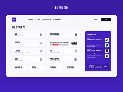 PC Builder UI adobe xd design game gaming gaming ui interface modern pc pc builder purple ui ui design ui inspiration ux violet web website