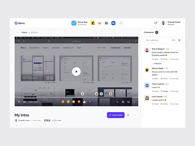 Qerra – Viewing Experience 👀 comments composer dashboard hover minimal movie player profile quality record recording screen ui ux video viewing watch