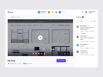 Qerra – Viewing Experience 👀 comments composer dashboard hover minimal movie player profile quality record recording screen ui ux video viewing watch