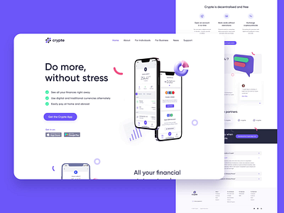 Financial Wallet Webdesign 3d animation crypto cryptocurrency currency design designer graphic design homepage illustration purple ui uidesign uiuxdesign wallet webdesign website