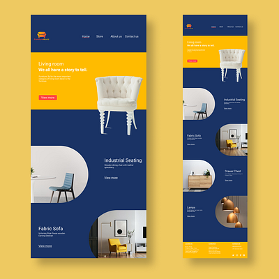 Landing page of a furniture store website. design logo ui ux