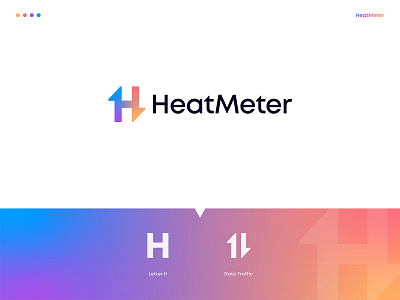 HeatMeter Logo Design: Letter H, Data Traffic, Bandwidth Monitor analytics bandwidth logo branding creative logo data logo firewall gradient logo host internet letter h letter logo logo logo design modern logo monitor network logo saas software logo traffic wifi