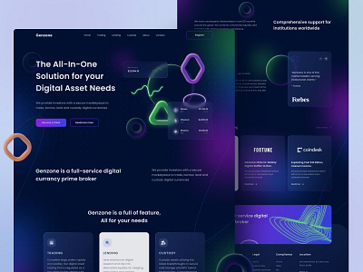 Exploration | Genzone Landing Page bank clean dark design element exploration finance glass landing page money neon ui ui design ux website