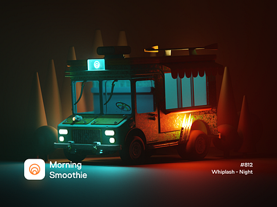 Whiplash - Night 3d blender blender3d car fast hotrod ice cream ice cream truck illustration isometric isometric illustration moody night speed truck vehicle