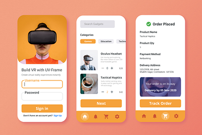 VR Gadget Mobile App Ui branding design illustration ui ux