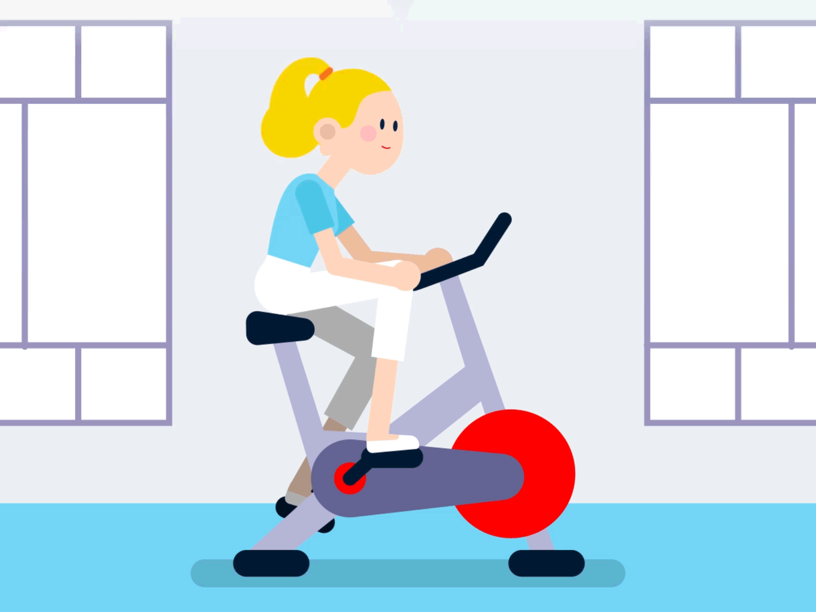 SomeCycle 2.5 animation animation animation 2d animation after effects character character animation design dynamic graphic design gym head illustration lottie lottie animation motion graphics simple colors ui