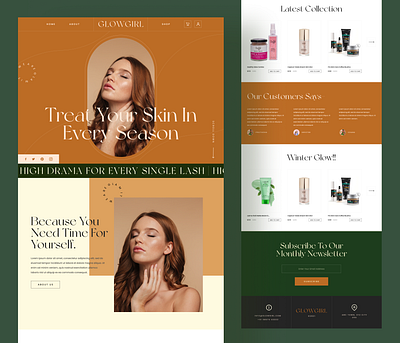 Landing page design for Skincare products website cosmetics ecommerce home shopping skincare ui ux website website design