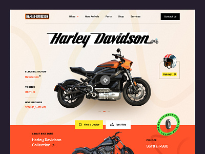 Harley Davidson Website bike biker chopper cruiser harley harley davidson helmet homepage landing page mockup moto motor motor bike motorcycle racing ride sports vehicle web design website