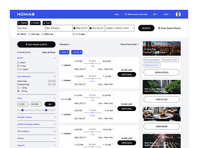Nomad | Research and book travel options booking car rent design flight details flight tickets flights hotels price allert result search serach tickets tours travel travel options travelling ui webdesign
