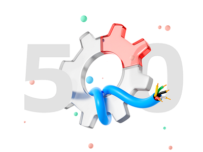 Error 500 3d 500 b3d blender blender3d browser design ditsib error gear illustration sber wheel wire