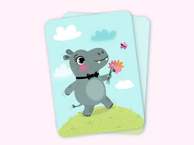 hippo adobe illustrator character cute character cute illustration design hippo illustration illustrator kids kidsillustration vector vector art vector illustration