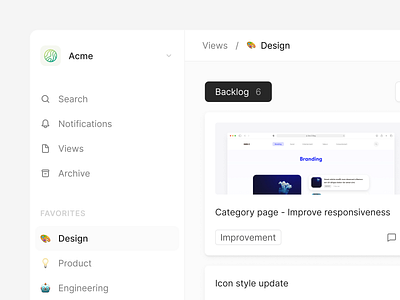 Product management Kanban board card cards kanban management minimalist product design product management productivity saas sidebar task tasks to do todo ui ux