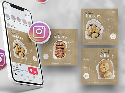 BAKERY SOCIAL MEDIA POST TEMPLATE bakery flyer banner flyer poster social media design social media post square square flyer