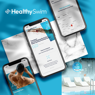 Healthy Swim identity brand branding design illustration logo mobile portfolio swim swimming typography ui ux web design website