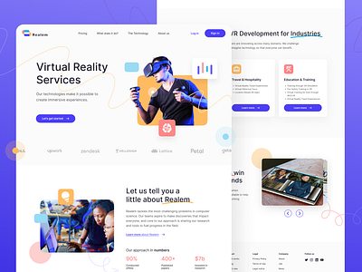 Realem - VR Services Website ai ar augmented intelligent b2b branding company design graphic design header hero home landingpage logo oculus tech ui virtuali reality vr web website