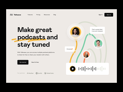 Podcast Platform: hero section. digital product e learning platform edtech edtech website design landing page marketing website podcast solution podcasts product page product website web design website design