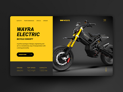 Bicycle concept auto bicycle black design black yellow dark design design main screen minimal sport design ui web design website