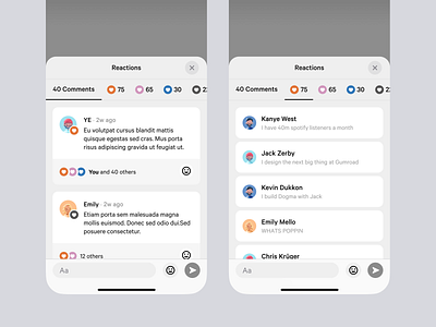 Dogma - Reactions app bottom sheet clean comment design fintory input field mobile mobile app quora slider social ui ux video reacting