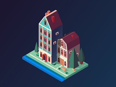 Dutch houses adobe illustrator building design home house isometry vector