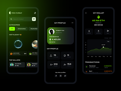 🔥 Click Collect | Discover, collect, and sell NFTs app ios iosapp mobile app nft nftapp nftgame ui ux uxui