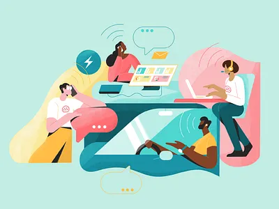 Website illustrations - remote working brand illustration character character design character illustration electric car electric vehicle ev illustration vector illustration web illustration website illustration