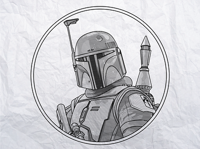 Book of Boba Line illustration artwork boba fett branding design fan art flat design graphic design illustration line art line illustration logo mandalorian star wars ui vector vector art vector artwork vector illustration