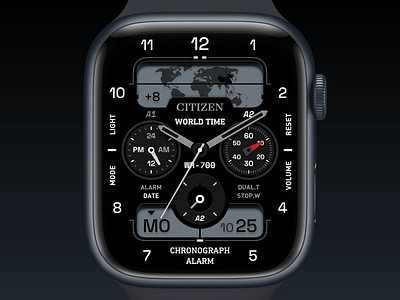 Citizen Watch Face 4 alarm app apple applewatch application citizen clock concept control dashboard design panel redesign sketch ui watch watchface watchos