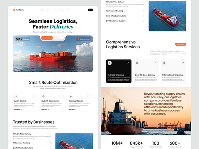 SwiftHub – Modern & Intuitive Logistics Website UI/UX Design design interface product service startup ui ux web